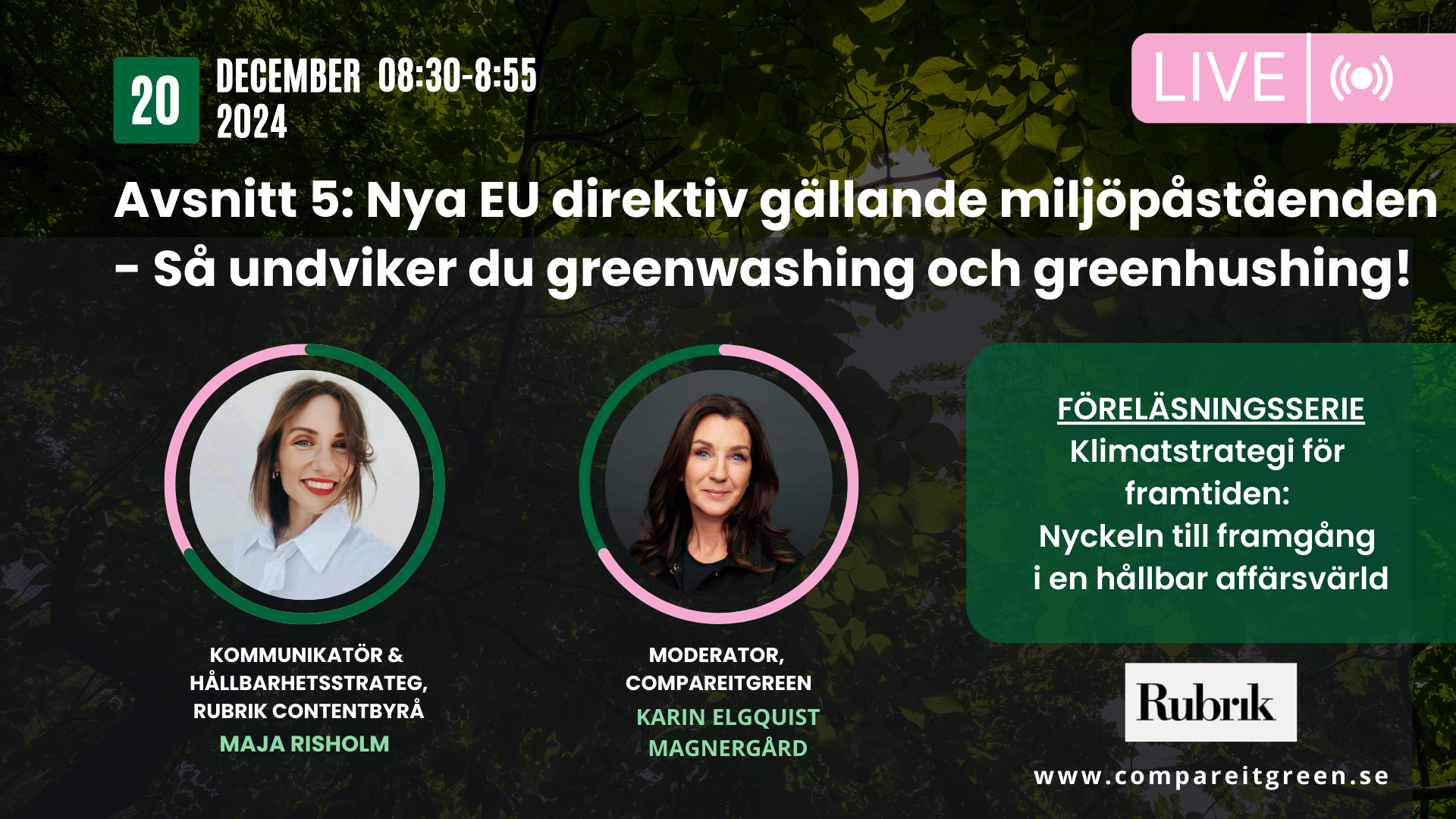 LinkedIn LIVE Avsnitt 5 Nya EU direktiv gällande miljöpåståenden - Så undviker du greenwashing och greenhushing